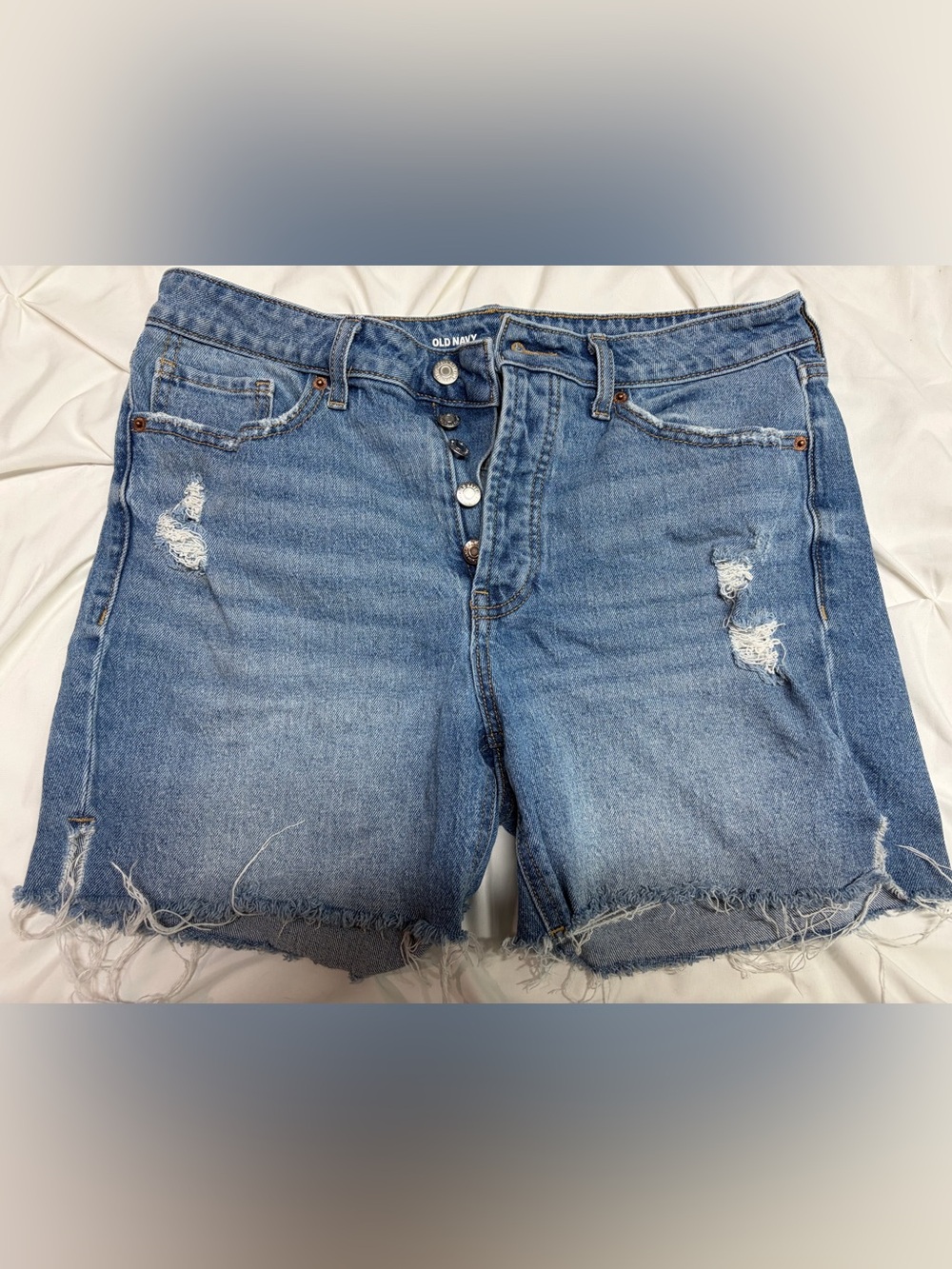 Old Navy Women's Light Blue Distressed Boyfriend Denim Shorts